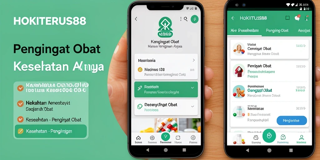Antarmuka HOKITERUS88 menunjukkan fitur Pengingat Obat yang mudah digunakan.