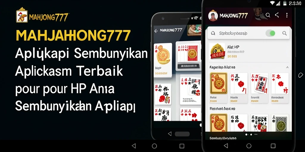 Tampilan antarmuka utama MAHJONG777 dengan fungsi Sembunyikan Aplikasi.