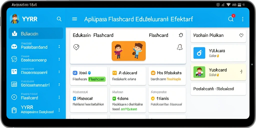 Antarmuka aplikasi Flashcard YYRR yang interaktif dan menarik